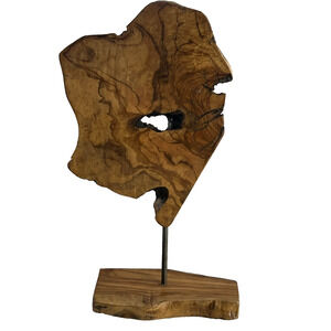 Decorative Carved Wood Organic Irregular Sculpture Minimalist Table Topper